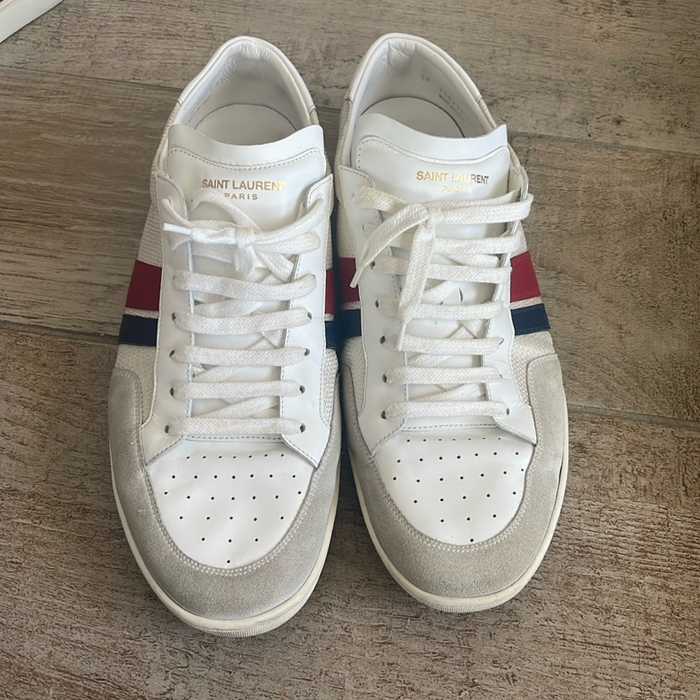 Saint Laurent Men's White and Beige Sneakers